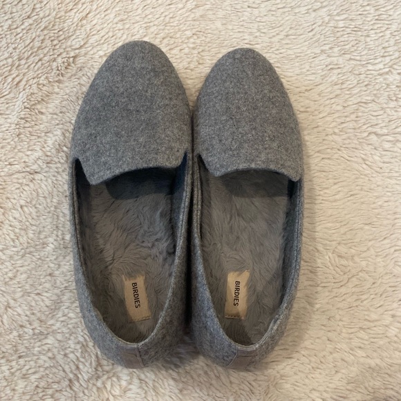 Birdies Womens The Starling Gray Wool Faux Fur Lined Smoking Slipper Flat 8.5 - Picture 1 of 6